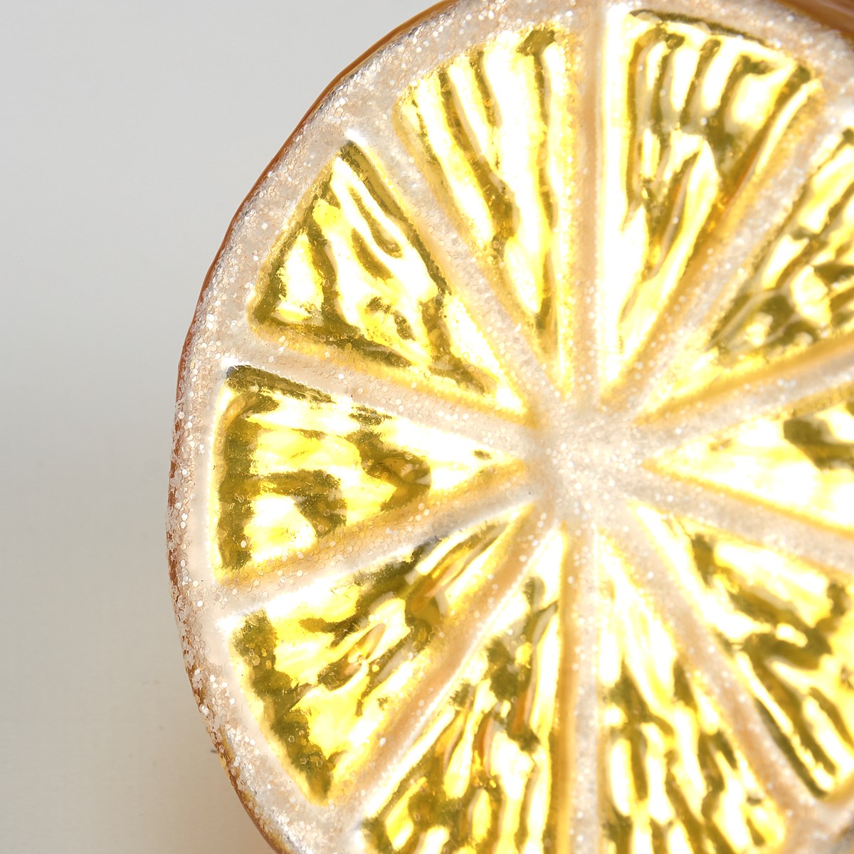 Glittery Half Lemon Glass Ornament