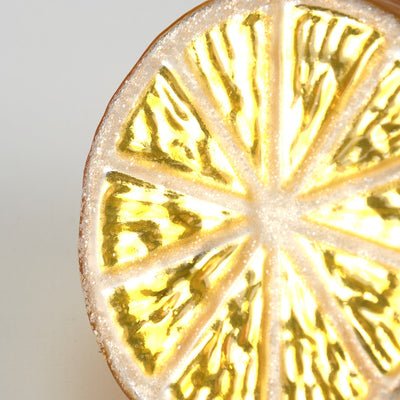 Glittery Half Lemon Glass Ornament