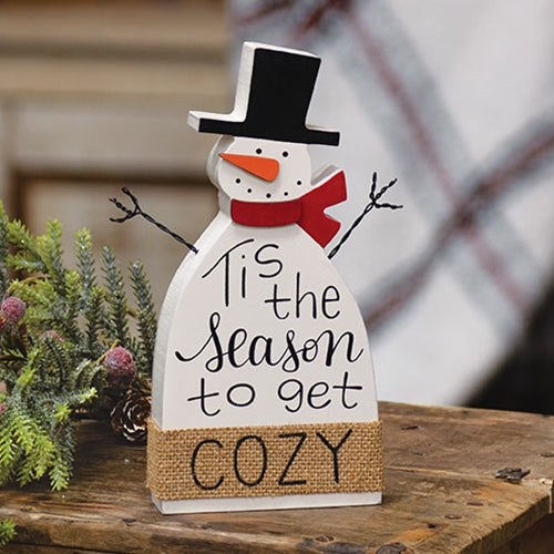 💙 Tis the Season to Get Cozy Wooden Snowman Sitter