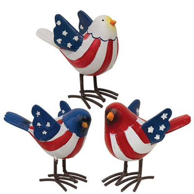 Set of 3 Americana Bird Resin Figures