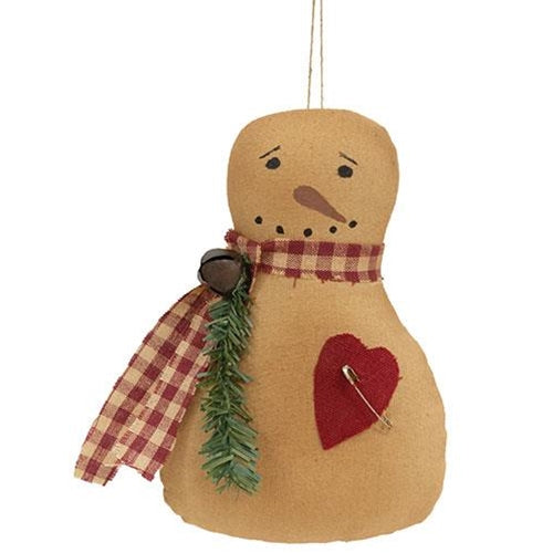 🫐 BLUEBERRY DAYS 💙 Snowman Heart Primitive Christmas Ornament