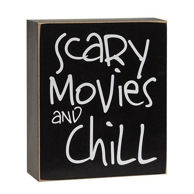 🎄💙 Scary Movies and Chill 6" H Box Sign