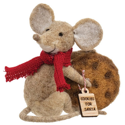 💙 Cookies for Santa Christmas Mouse Felted Ornament