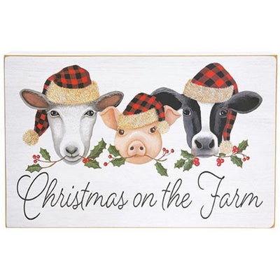 Christmas on the Farm 9" Farm Animals Box Sign