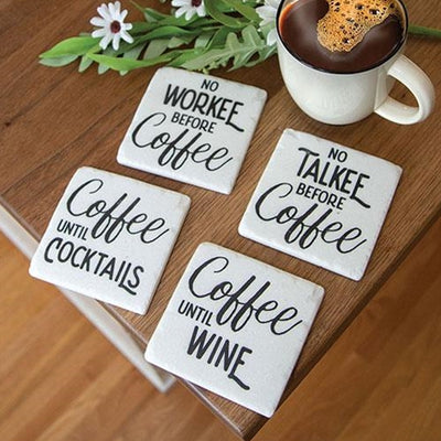 Set of 4 Coffee and Wine Resin Coasters