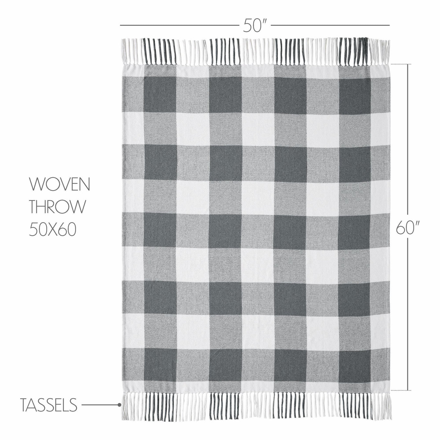 Annie Buffalo Check Grey Woven Throw 50" x 60"