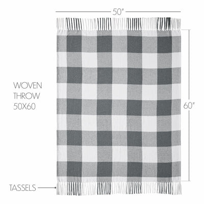 Annie Buffalo Check Grey Woven Throw 50" x 60"