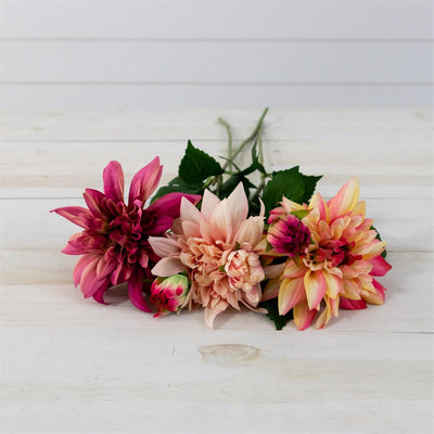 Pink Shades Dahlias and Buds 29" Faux Floral Spray