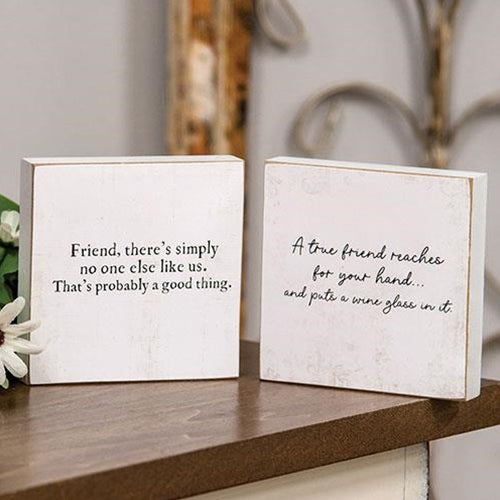 Set of 2 A True Friend 4" Square Block Signs