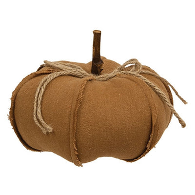 Autumn Stuffed Fabric Pumpkin with Seams 6.5"