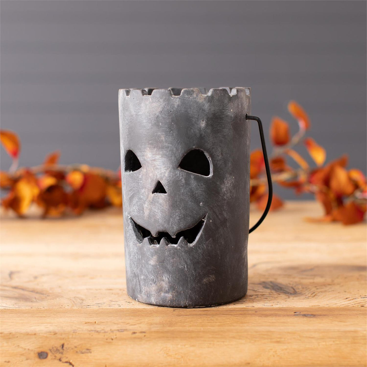 Jack O' Lantern Cement Luminary 8.5" H