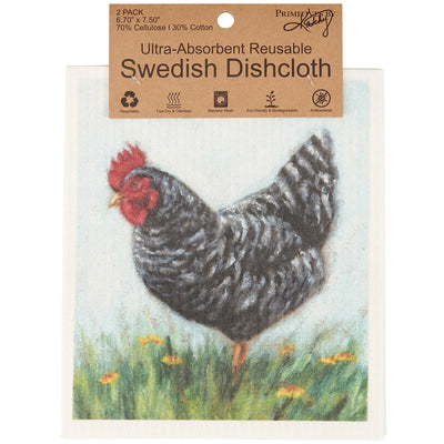 💙 Set of 2 Chickens  Swedish Dishcloth Set