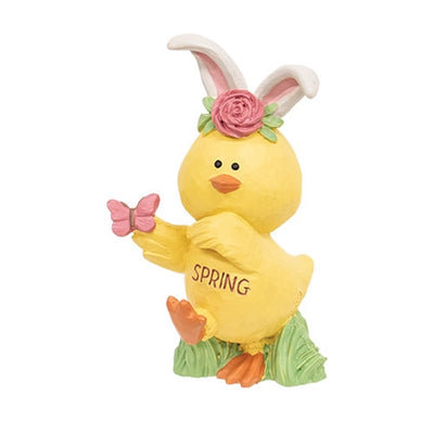 DAY 13 🐇🐥 20 DAYS OF BUNNIES + CHICKS Spring Chick Bunny Ears with Butterfly Resin Figure