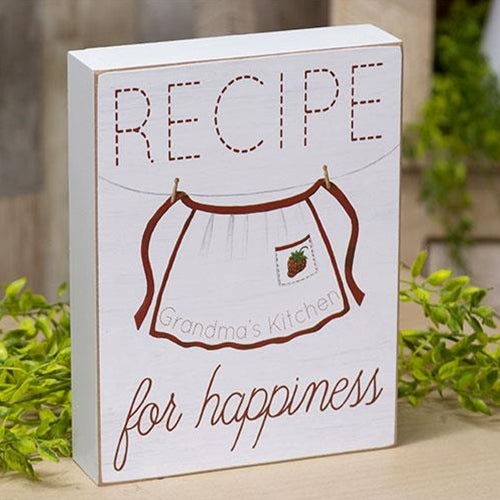 Grandma's Kitchen Recipe for Happiness Box Sign