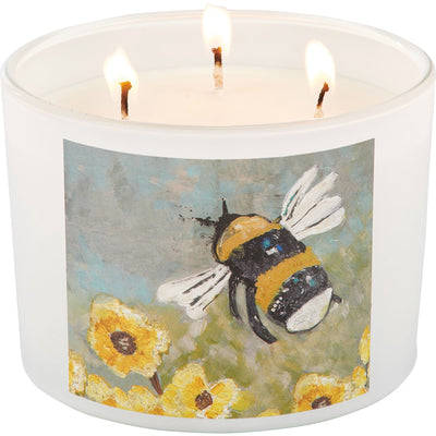 DAY 13🌼🍉 14 SCENTFUL DAYS Bumblebee and Flowers 14 oz Jar Candle Lavender Scent