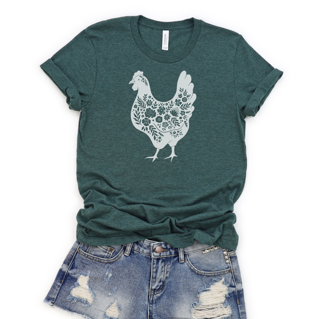🔥 Floral Chicken Cozy T-Shirt