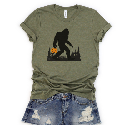Bigfoot with Halloween Bucket Cozy T-Shirt