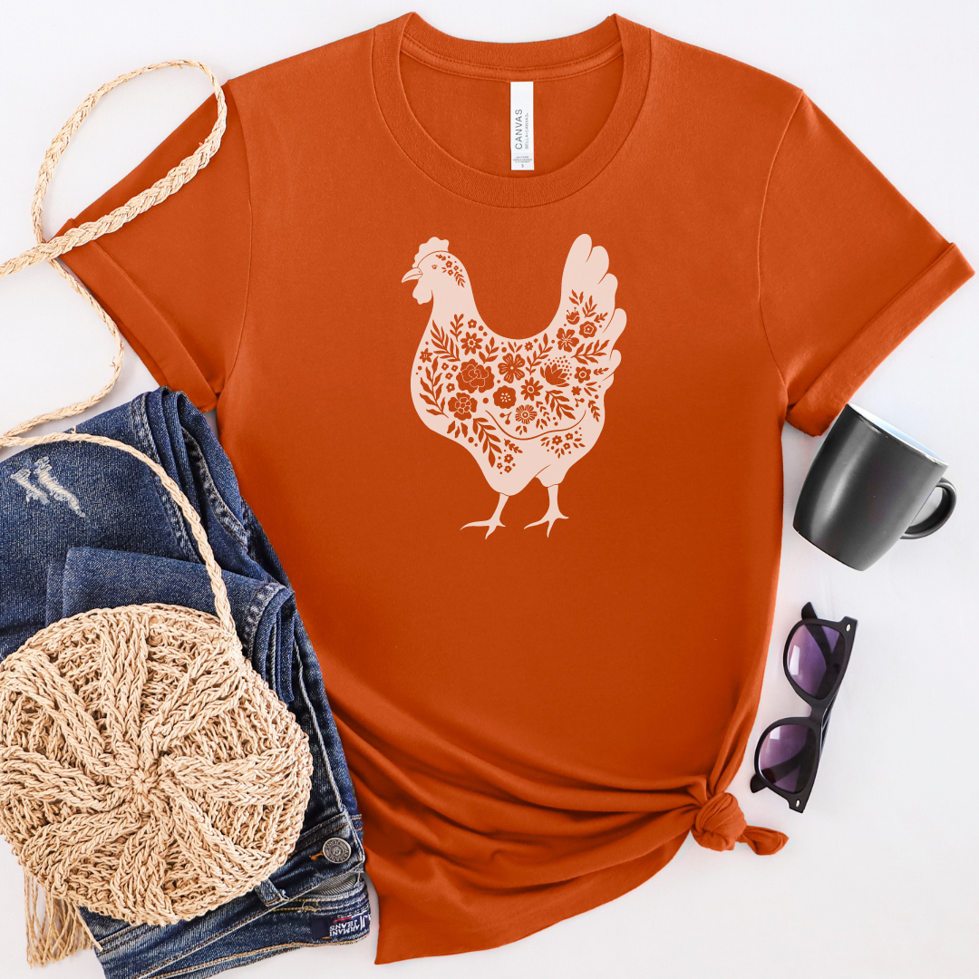 🔥 Floral Chicken Cozy T-Shirt