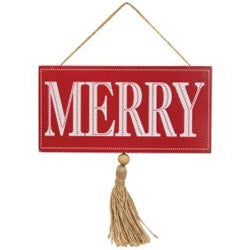Merry Tassel 8" Christmas Hanging Sign