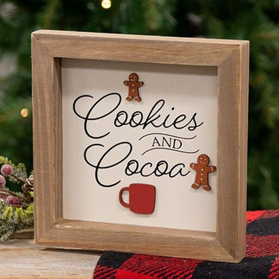 Cookies & Cocoa Gingerbread Square Framed Sign
