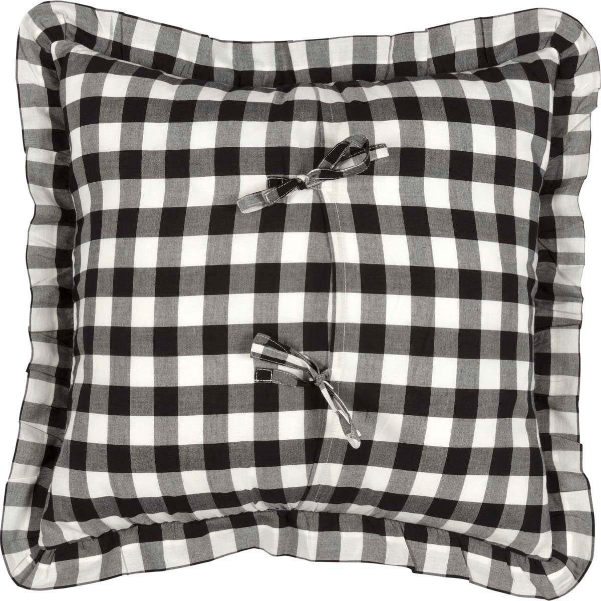 Annie Buffalo Black Check Ruffled Fabric 18" Throw Pillow