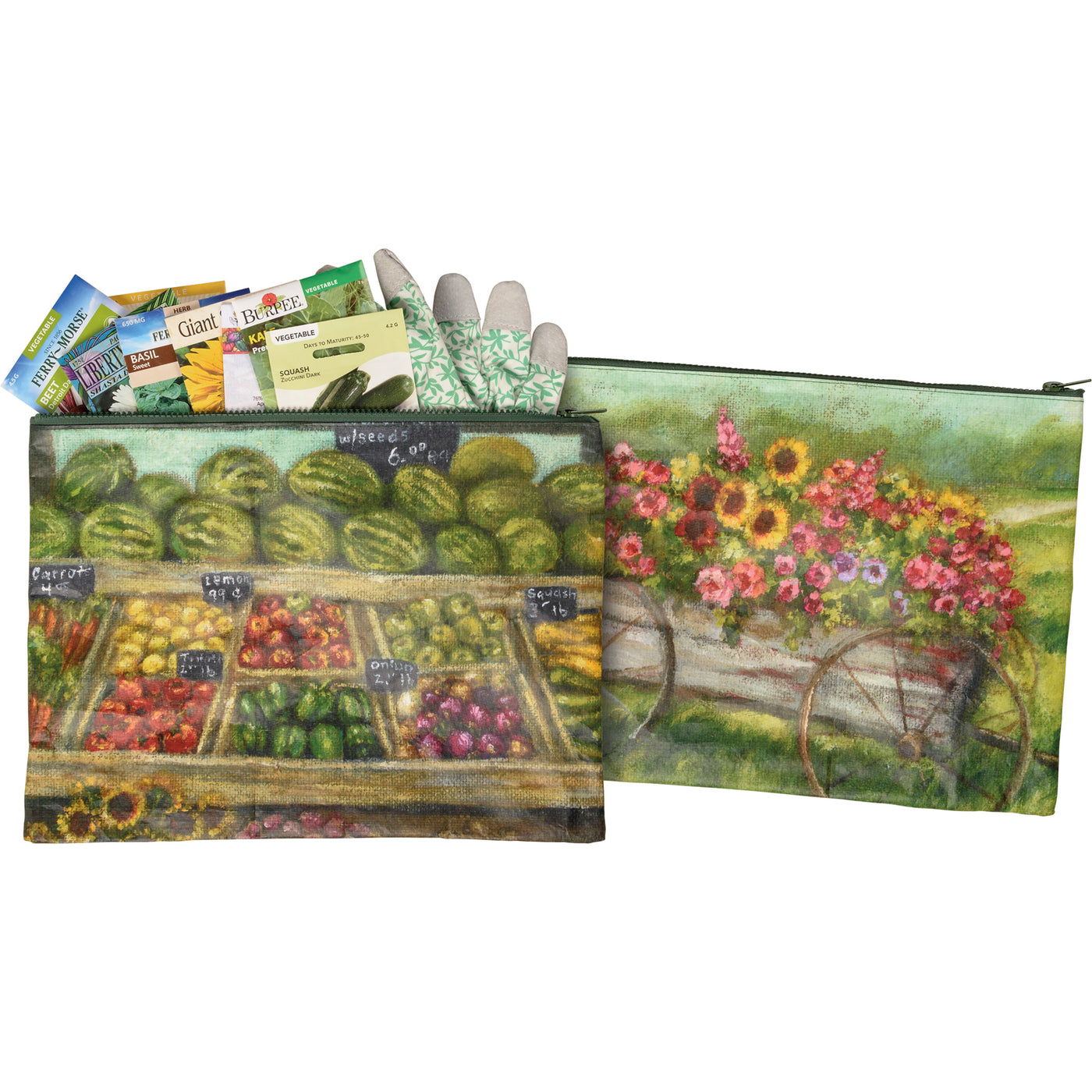 Double Sided Farm Stand Flower Cart Zippered Folder