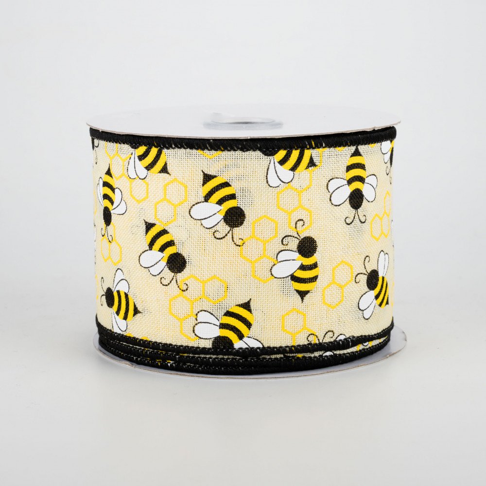 Bumblebees and Honeycomb Ribbon 2.5" x 10 yards