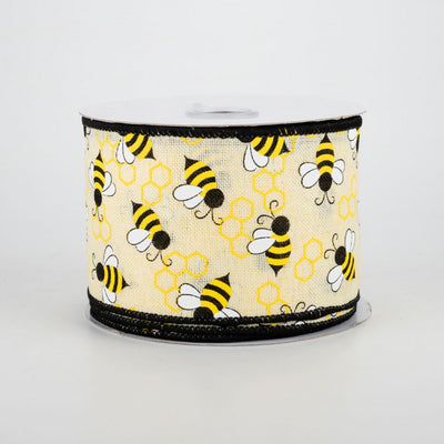 Bumblebees and Honeycomb Ribbon 2.5" x 10 yards