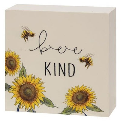 Bee Kind Sunflower 4" Square Box Sign