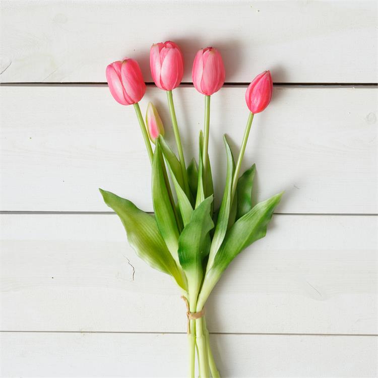 Pink Tulips 15.5" Faux Spring Flower Bunch