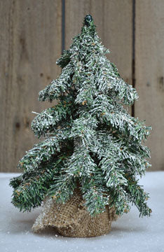 Snowy Frosted Burlap Base 12" Tree