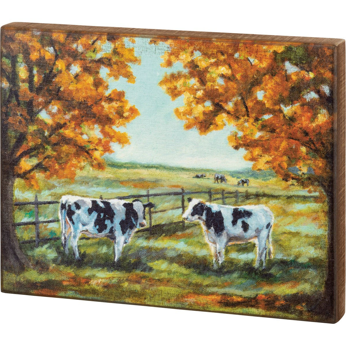 Cows in a Fall Field 15" Boxed Sign