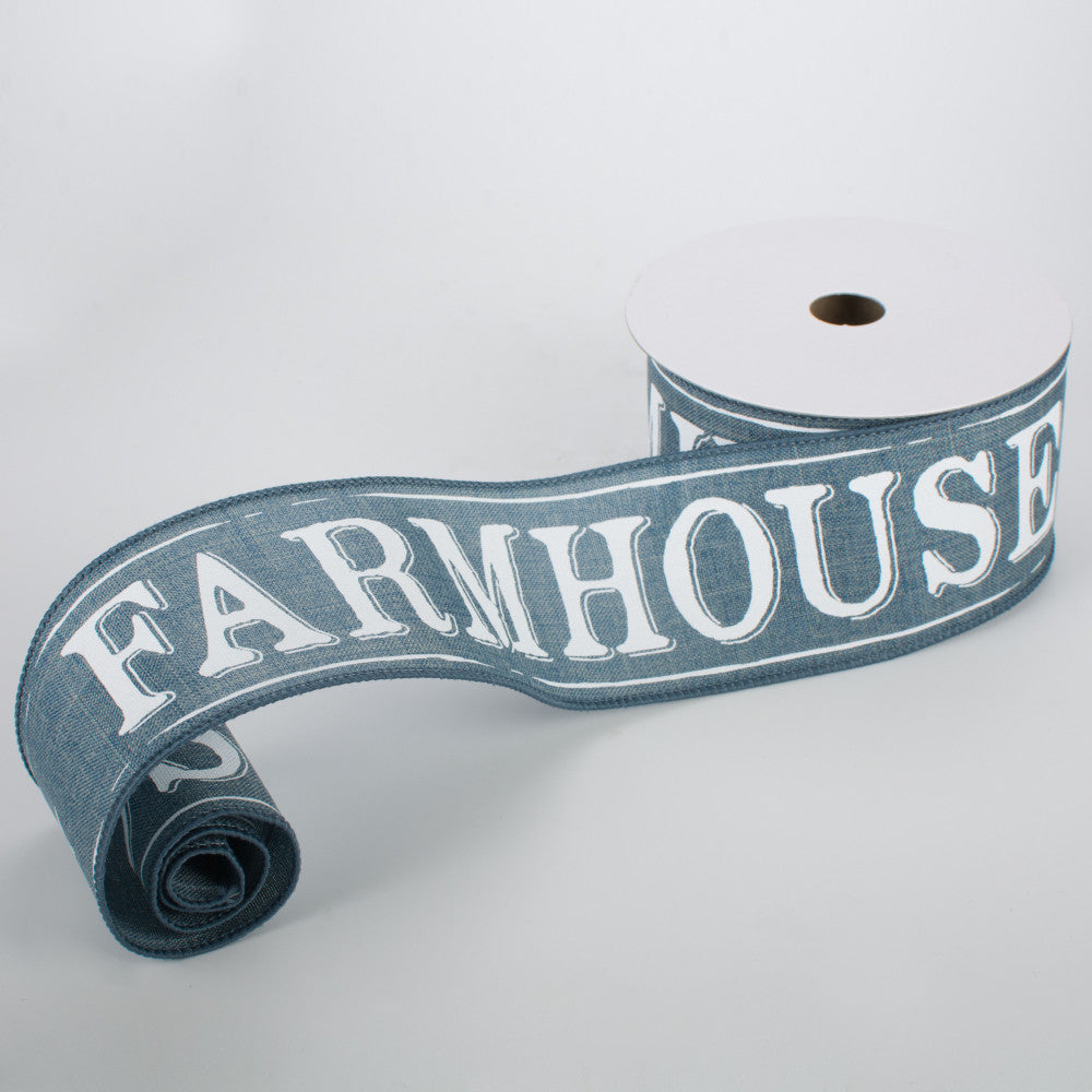 Farmhouse Faded Denim & White Ribbon 2.5" x 10 yds