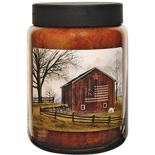 Flag Barn Scene Butter Maple Syrup 26 oz Jar Candle