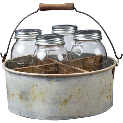💙 Rustic Caddy Four Section Round Bin