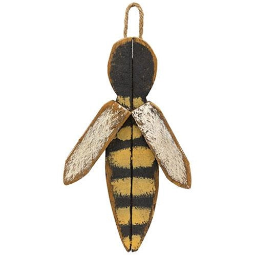 💙 Distressed Wooden Lath Hanging Bee 12" H
