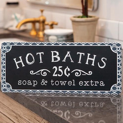 Hot Baths 25 cents Soap & Towel Extras Metal Sign