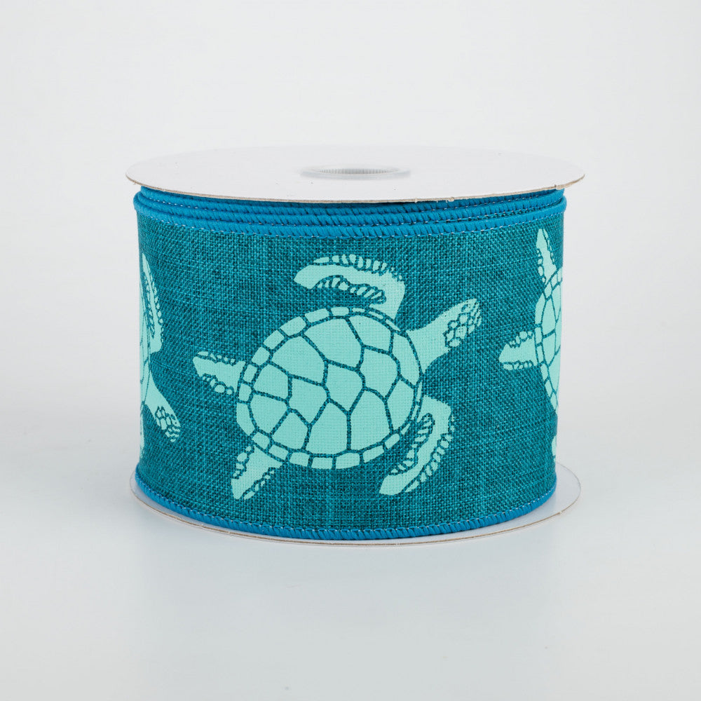 💙 Aqua Sea Turtle Teal Ribbon 2.5" x 10 yards