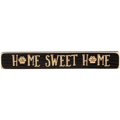 Pawprint Home Sweet Home 12" Engraved Block Sign