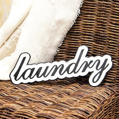 Laundry Black and White 15" Metal Sign