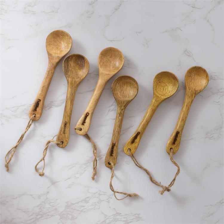 Set of 6 Inspirational Words Wooden Spoons