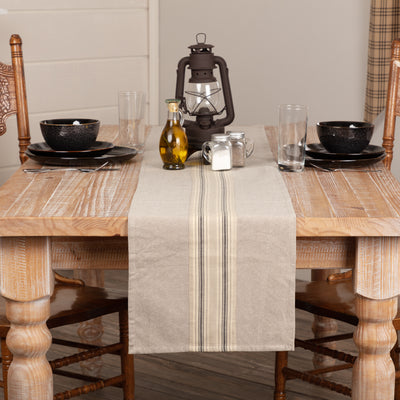 Sawyer Mill Charcoal Stripe Table Runner 13" x 72"