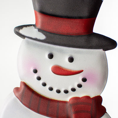 💙 Top Hat Snowman 12" Metal Embossed Hanging Decor