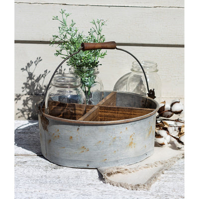 💙 Rustic Caddy Four Section Round Bin
