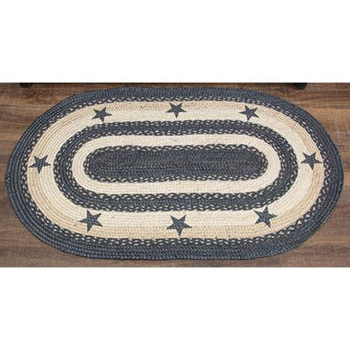 Rustic Pewter Star Braided Rug 27" x 48"