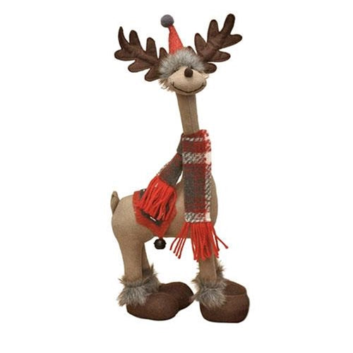 Standing Plush Long Neck Reindeer with Scarf