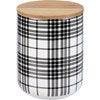 Set of 3 Black Plaid Stoneware Canisters