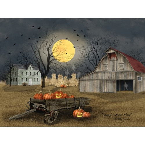 💙 Billy Jacobs LED Spooky Harvest Moon 12" x 16" Canvas Print