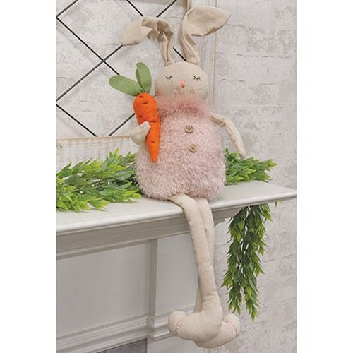 Sitting Long Legged Bunny Rabbit with Carrot