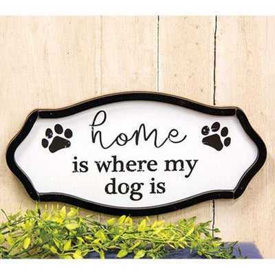 💙 Home is Where My Dog is Distressed Pawprint 11.5" Sign